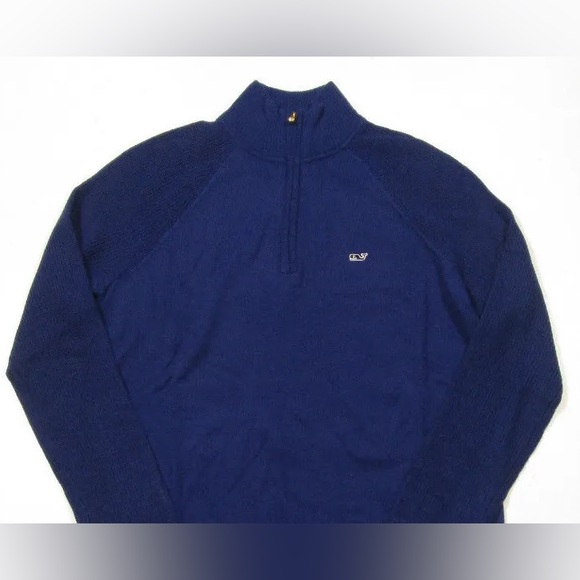 Vineyard Vines - Navy Longsleeve Solid Quarter Zip Sweater - Womens XL - Picture 2 of 9